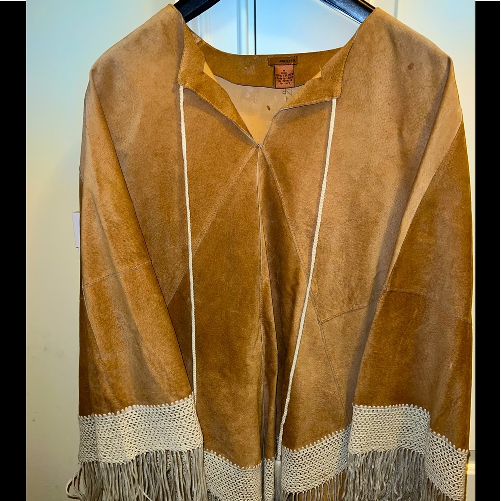 Suede Poncho with Fringe